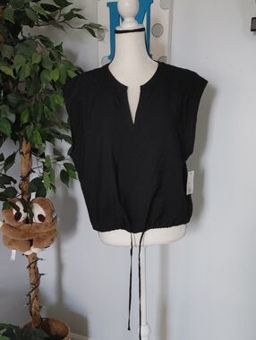 Nine West Sleeveless Drawstring Top L